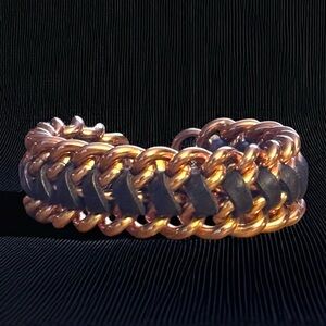 Bronze Milor Italy chain link leather woven bracelet